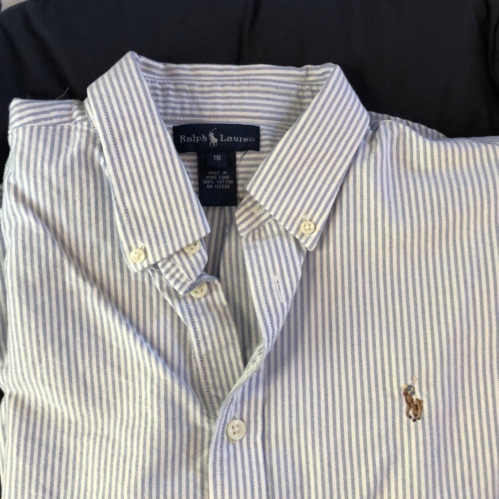 NEW Boys Ralph Lauren Blue pin stripe button down